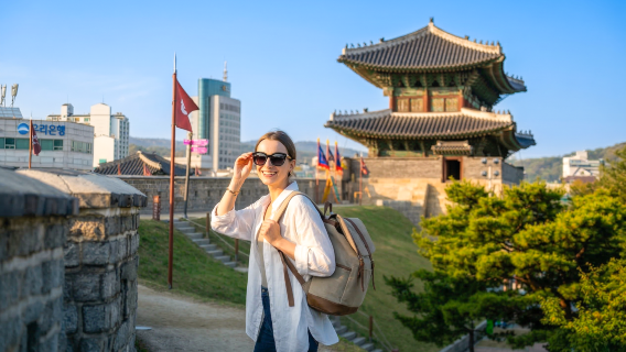 Однодневный тур в Сувон: Крепость Хвасон, Сувон + храм Ванёнджонса + Звёздная библиотека + ханбок & кимбап