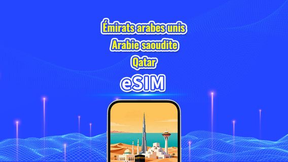 ÉAU/Arabie saoudite/Qatar eSIM 5G | Forfait journalier/Pass Data total | 1 à 30 jours | Facturation 24h/24 | Code QR