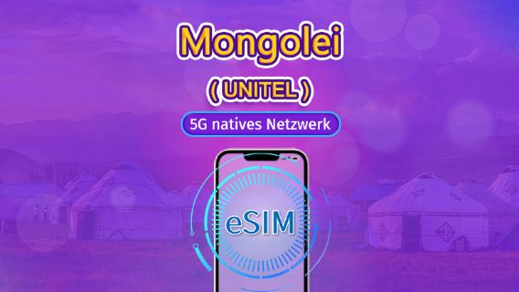 Mongolei | UNITEL 5G eSIM | Gesamtpaket | Unterstützt TikTok und ChatGPT | Unbegrenzte landesweite Anrufe und Tests | Natürliche Tagesabrechnung | 3-30 Tage | QR-Code