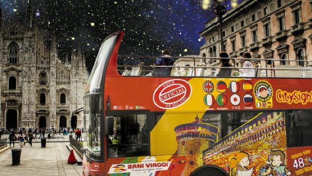 Milan : Visite Nocturne en Bus à Toit Ouvert + Guide Audio