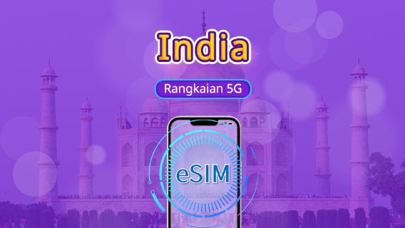 India | 5G/4G eSIM | Pakej Harian/Pakej Data | Dicaj mengikut hari kalendar | 1-30 hari | Kod QR