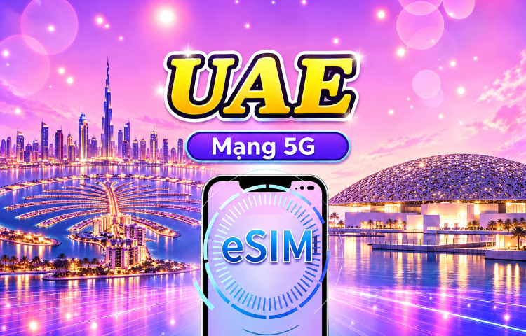 Các Tiểu Vương quốc Ả Rập Thống nhất | eSIM 5G/4G | Gói ngày/Gói dữ liệu | Tính phí 24 giờ | 1-30 ngày | Mã QR
