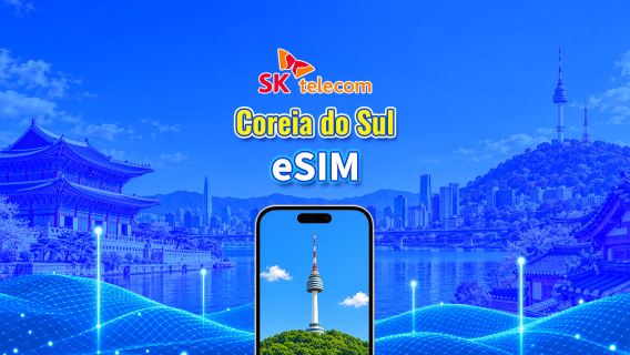 eSIM SKT (Coreia) | Compatível com IA e TikTok | Pacote Diário/Pacote de Dados | Cobrança 24 horas | 1 a 90 dias | Código QR