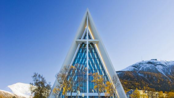 Tromso Bridge + Arctic Cathedral + Municipal Library + Fiellheise