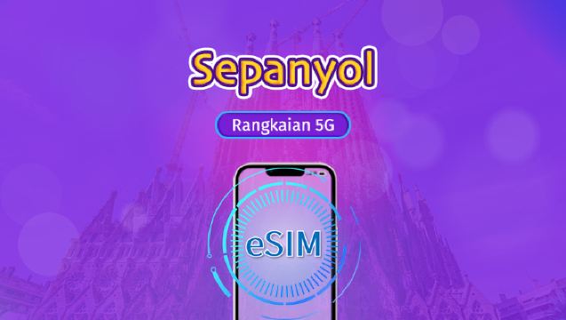 Sepanyol | eSIM 5G/4G | Pakej Jumlah | Pengebilan 24 Jam | 7–30 Hari | Kod QR
