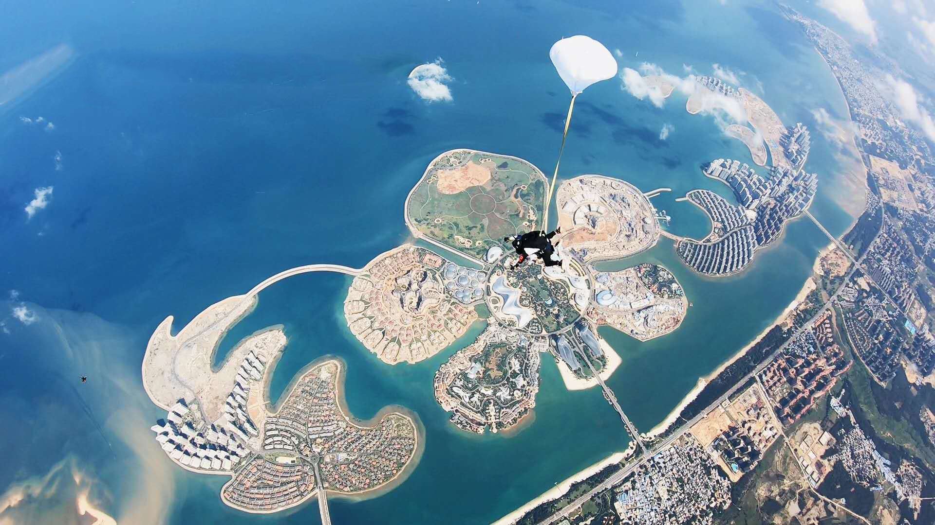 海南儋州海上海景雙人高空跳傘旅遊 三亞4000米跳傘 蔚藍跳傘基地【4000米海上跳傘+大片級攝像+贈送視頻剪輯