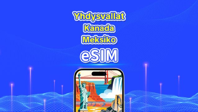 USA/Kanada/Meksiko eSIM | 5G/4G | Päiväpaketti/liikennepaketti | 24 tunnin laskutus | 1–30 päivää | QR-koodi