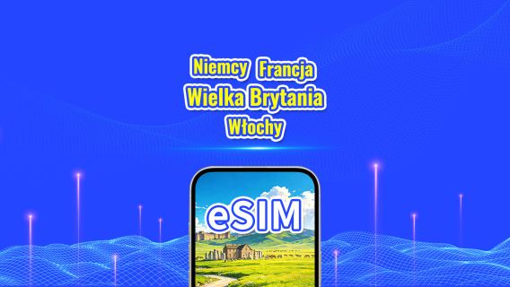 Wielka Brytania/Francja/Niemcy/Włochy eSIM | 5G/4G | Pakiet dzienny/pakiet danych | Rozliczenie 24-godzinne | 1-30 dni | Kod QR