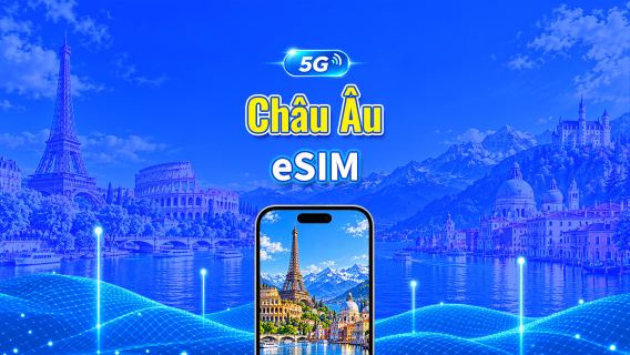 Châu Âu 5G eSIM  | Hỗ trợ đầy đủ AI & TikTok | Gói dữ liệu ngày/tổng | 1–30 ngày | Tính phí 24 giờ | Mã QR