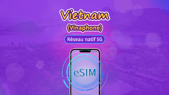 Vinaphone Vietnam | eSIM locale | Forfait journalier | Facturation par jour calendrier | 5 à 10 jours | Code QR
