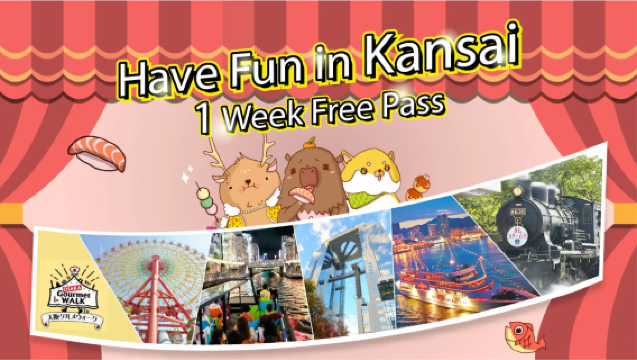Tiket Terusan Wilayah Kansai | Have Fun in Kansai Pass (Pilih 3 dalam 7 hari) Have Fun in Kansai 1 Week Free Pass