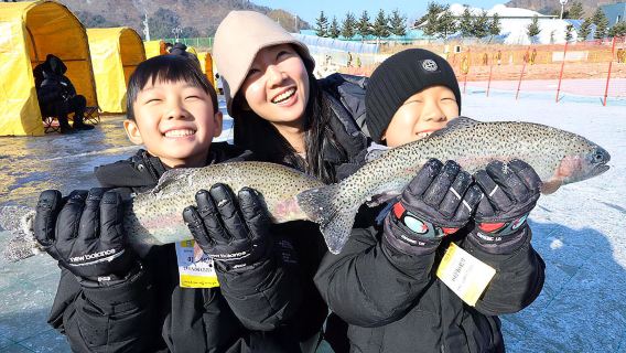 Départ de Séoul | Excursion d'une journée au Festival de la truite de Pyeongchang + Vallée des poissons volants : pêche sur glace et plaisirs dans la neige