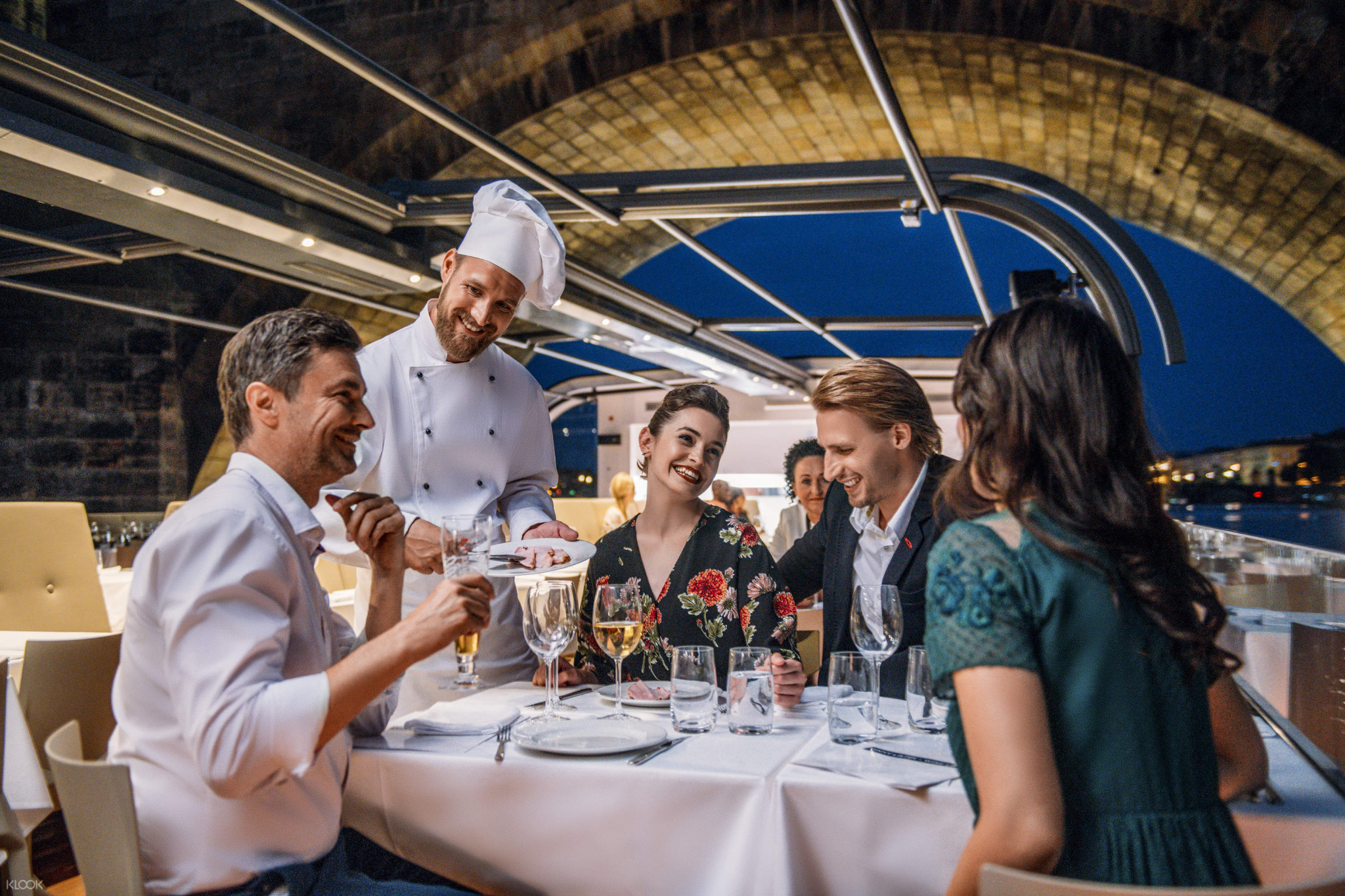 Prague open-top glass boat dinner sightseeing cruise experience + join-in tour