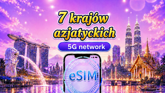 Azja Południowo-Wschodnia (7 krajów) | eSIM 5G/4G | Pakiety dzienne/transferu danych | Rozliczanie 24-godzinne | 1-30 dni | Kod QR