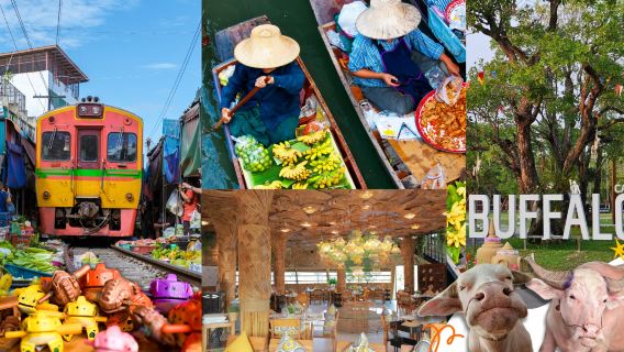 Bangkok: Pasar Terapung Damnoen Saduak & Pasar Kereta Api Maeklong Tur Sehari Penuh