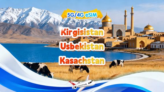 Kasachstan/Kirgisistan/Usbekistan 5G/4G eSIM | Tagespaket/Komplettpaket | 500 MB/Tag – 30 GB gesamt | QR-Code