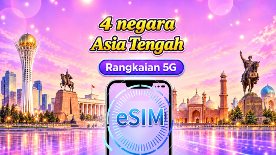 Kazakhstan/Kyrgyzstan/Pakistan/Uzbekistan | eSIM 5G/4G | Pakej harian/Pakej data | Caj 24 jam | 1-30 hari | Kod QR