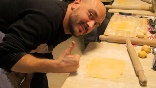 Traditional bolognese pasta making with a meal