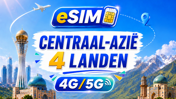 Centraal-Azië 4 landen 5G/4G eSIM | Ondersteunt alle AI & TikTok | 500MB/dag - Totaal 100GB | 24-uurs facturering | QR-code