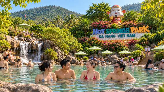 Da Nang Son Tra Mountain hot spring 1-day tour | Water park + dinosaur park + optional buffet + transfer
