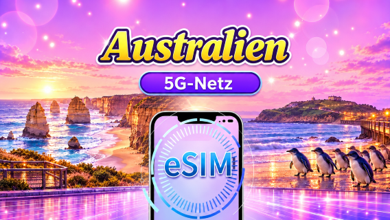 Australien | 5G/4G eSIM | Tagespaket/Datenpaket | Abrechnung im 24-Stunden-Takt | 1–30 Tage | QR-Code