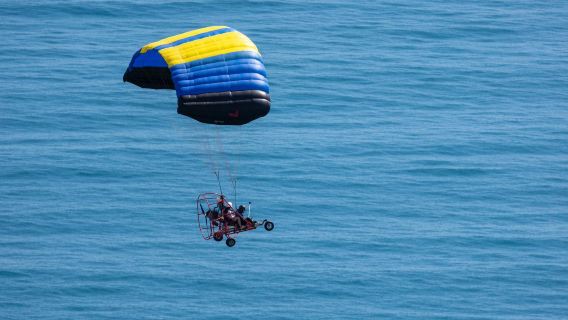 三亞海棠灣紅樹林動力滑翔傘飛行營地動力傘飛行體驗【專業教練一帶一飛行+限時特價】