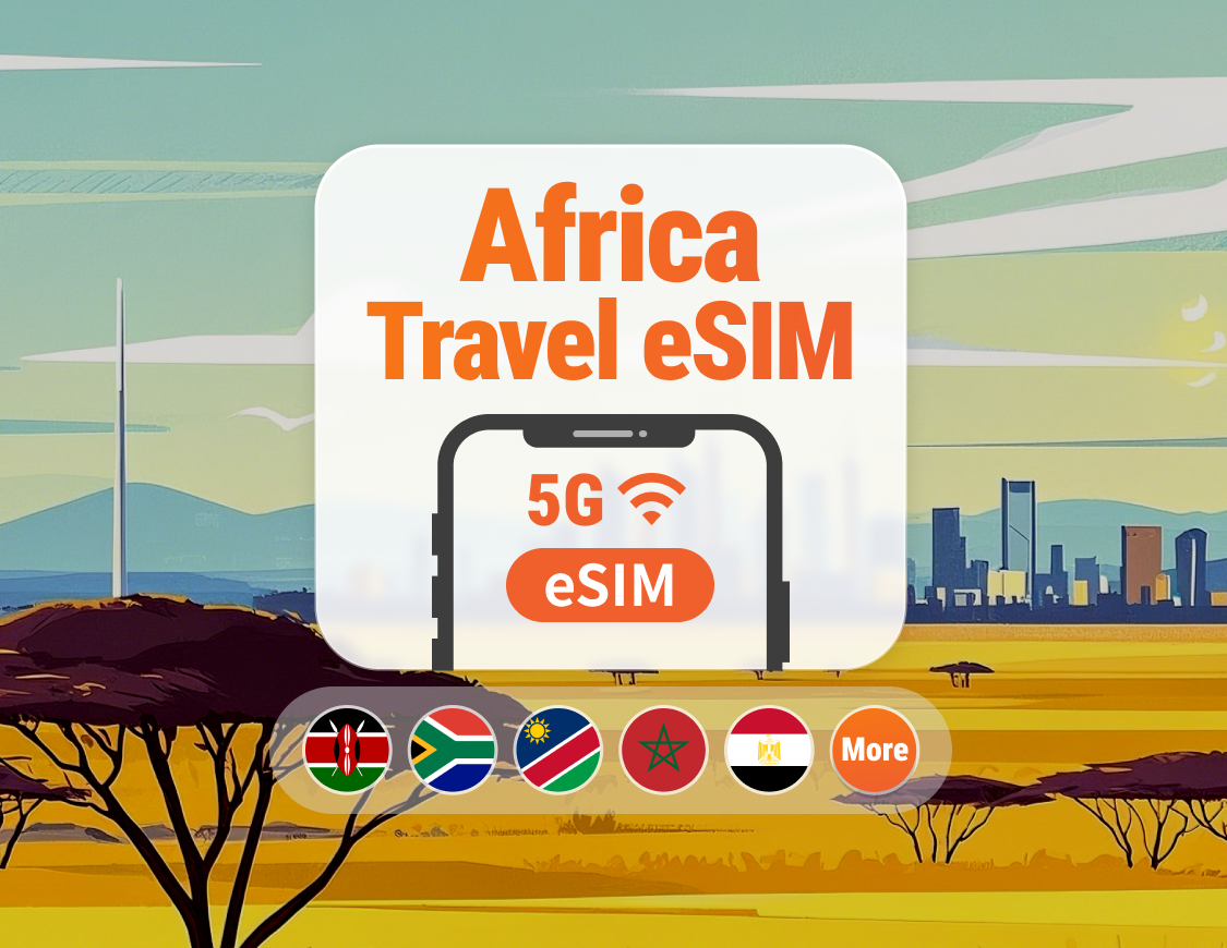 Africa 22 destinazioni 5G eSIM | Sudafrica, Kenya, Marocco e altro | 1–30 giorni | QR istantaneo