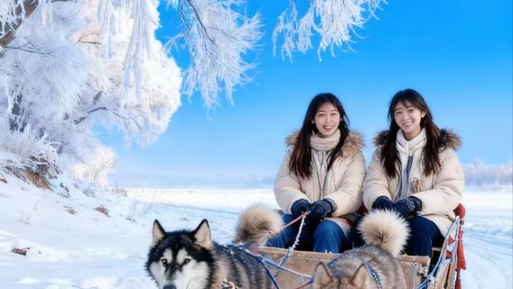 大笙說·吉林市霧凇島一日遊【長春來回/上門接/贈送狗拉爬犁+門票/烏拉滿族火鍋/潑水成冰】
