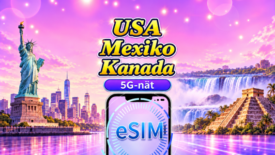 USA/Kanada/Mexiko 5G eSIM | Stöd för Google Maps/TikTok | Daglig förbrukning/datapaket | Naturlig daglig debitering | 1-90 dagar | QR-kod