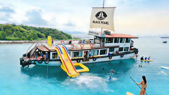Optional Black Pearl cruise ship|Nha Trang three-island tour + snorkeling + sea fishing + slide + seafood lunch
