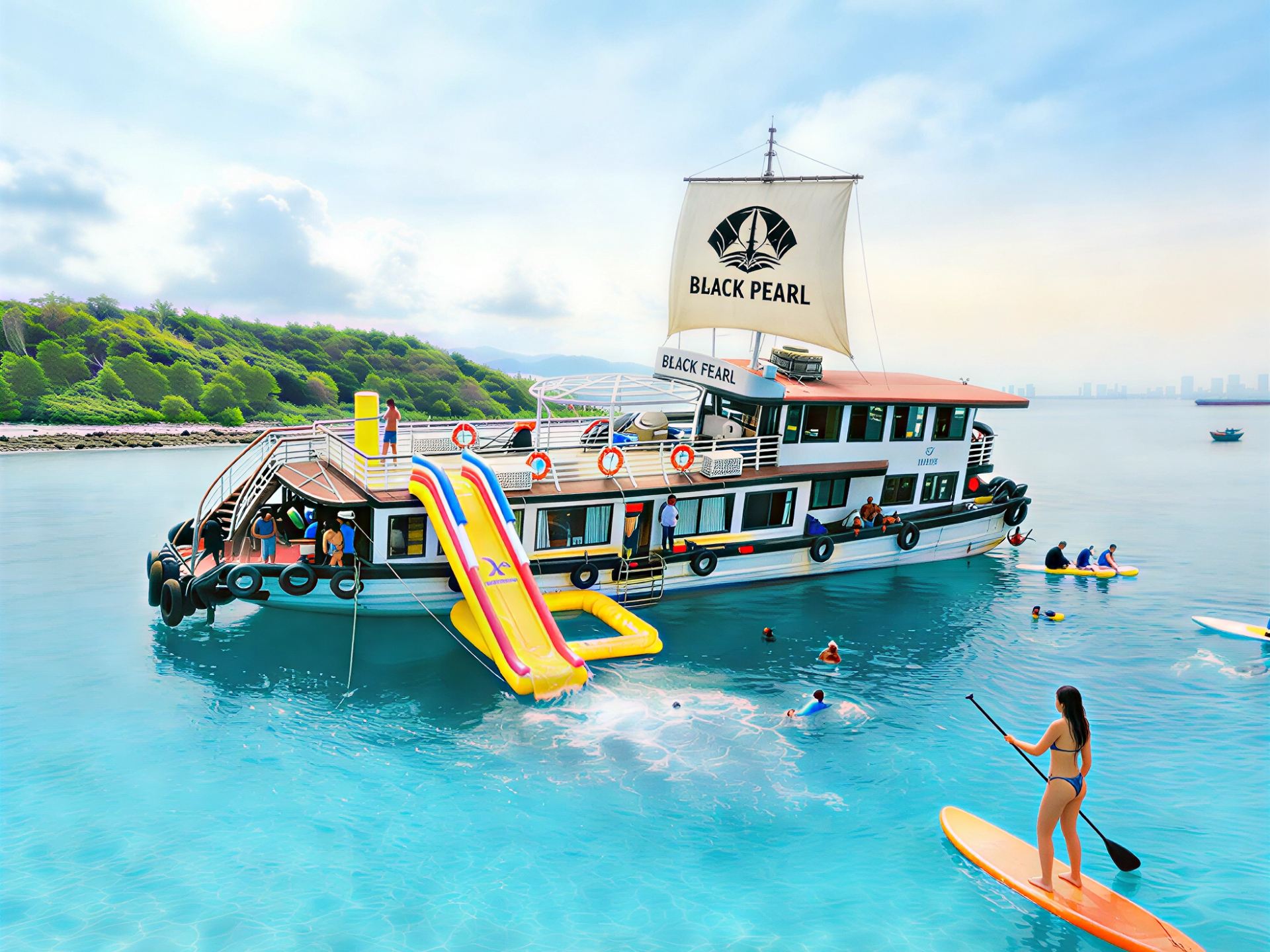 【黑珍珠號郵輪】芽莊出海三島遊 黑島浮潛+溜滑梯+龍蝦BBQ