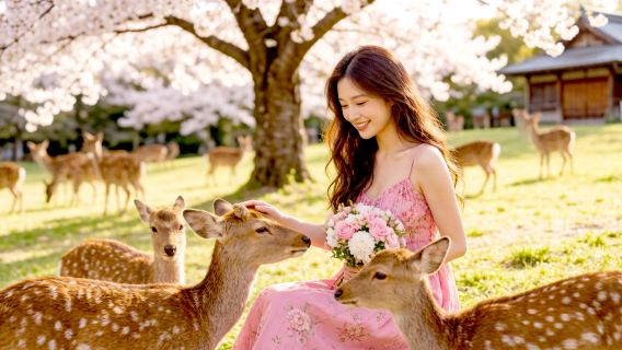 1-day tour of Nara Park + Kyoto's ancient capital + Fushimi Inari Taisha with adorable deer interaction