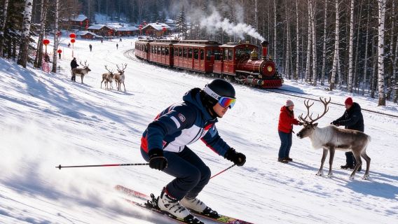 Yabuli Ski Resort 1-day tour 3-hour ski + trending equipment + Yabuli Forest Mini-Train + reindeer