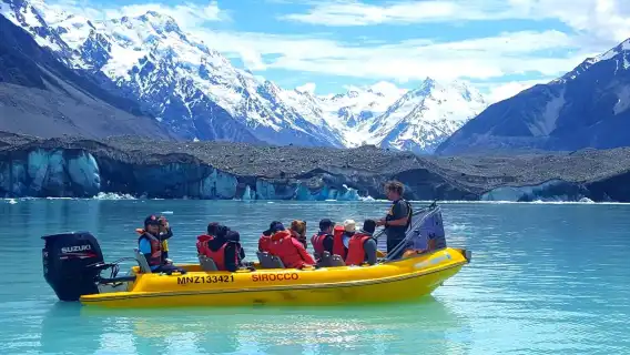 New Zealand South Island Mount Cook Tasman Cruise Glacier Adventure (Guide+ Fixed Point Pickup)