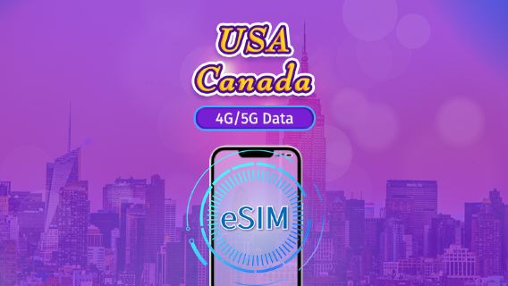 Canada & Hoa Kỳ | eSIM 5G/4G | Vé ngày/Gói tổng | Tính cước theo ngày tự nhiên | 1-90 ngày | Mã QR