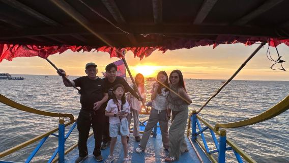 Floating Village with Sunset Boat at Kompong Pluk
