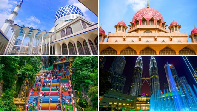 クアラルンプール｜ピンク＆ブルーモスク＋バトゥー洞窟＋セントラルマーケット＋ ツインタワー噴水ショー｜日本語ガイド付き
