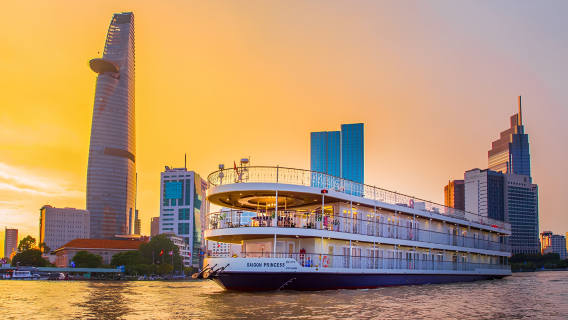 โฮจิมินห์: ทัวร์เรือสำราญพร้อมเมนูอาหารเย็น พร้อมบริการรถรับส่งส่วนตัวจากโรงแรม - ไซง่อน พรินซ์ ครูซ