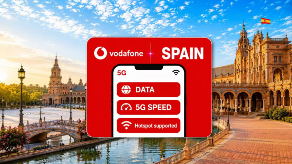 Spain Vodafone 5G eSIM|Total 25GB/90GB/140GB|Europe Roaming Data|Natural Day|3-30 Days|QR Code