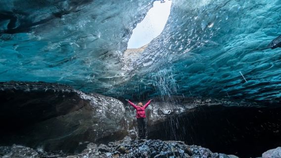 Tour di mezza giornata alla grotta di ghiaccio blu cristallino dell'Islanda|Esperienza in Super Jeep del Vatnajökull|guida professionale sui ghiacciai