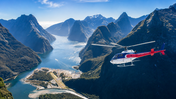 Queenstown round-trip | Milford Sound / Piopiotahi helicopter sightseeing flight optional fjord cruise