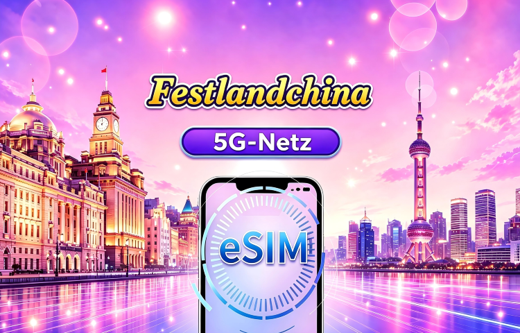 5G eSIM für das chinesische Festland | Unterstützt Google Maps und ChatGPT | Tagesdatentarif / Gesamtdatentarif | Daten werden alle 24 Stunden zurückgesetzt | Gültig für 1–365 Tage | QR-Code