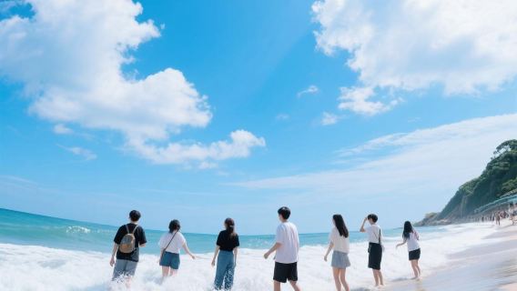 大連環市一日活動【看海、踏浪、帆船出海餵海鷗】