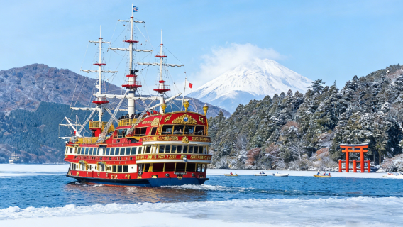 Partenza da Tokyo/Shinjuku: Tour dei luoghi più popolari di Hakone e Enoshima con crociera sulla nave pirata e funivia di Owakudani inclusa