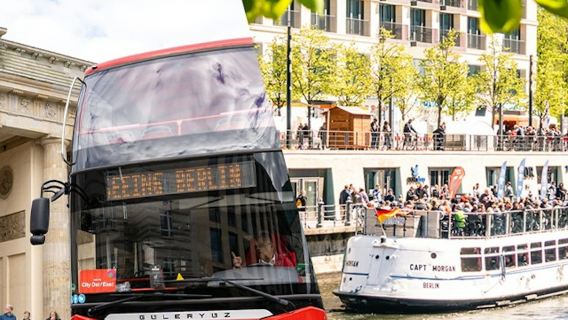 Berlino: tour in autobus hop-on hop-off di 24 ore + crociera in barca + audioguida