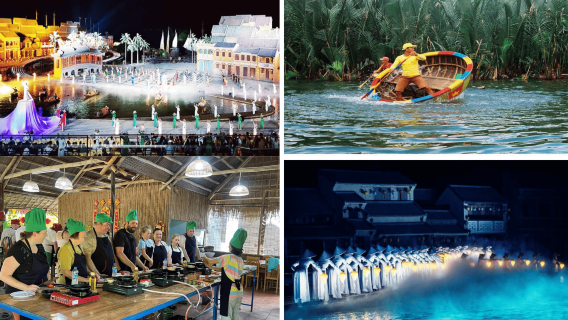 Clase de cocina vietnamita, experiencia en barca de cesta en el bosque de cocoteros y entrada al espectáculo Hoi An Memories