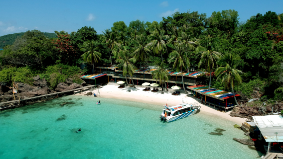 ฟูก๊วก: ทัวร์เรือสปีดโบ๊ทหมู่เกาะ 3 เกาะ พร้อมกระเช้าลอยฟ้าหอนทอม อาหารกลางวันบุฟเฟ่ต์และกิจกรรมดำน้ำตื้น