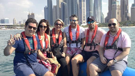 Tur perahu cepat ke landmark ikonik Dubai - pemandangan kapal layar Al Arab/Hotel Jumeirah/Hotel Atlantis