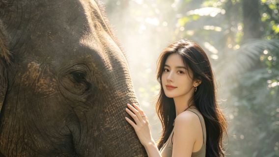 Chiang Mai Lanna Gajah + Berjalan-jalan dengan gajah + Memberi makan gajah + Memandikan gajah + lawatan sehari Air Terjun Sticky