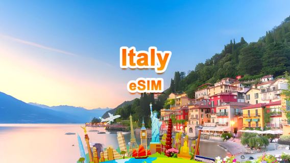 eSIM 4G/5G Italie | Forfait journalier/Forfait total | 1 Go/jour - 30 Go au total | 1 à 30 jours | Service 24h/24 | QR code